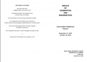 Dean Wilkinson's Service Program Pg 1